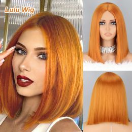 Wigs Short Orange Bob Wigs for Women Synthetic Coloured Wigs Women's Costume Wigs Middle Parting Heat Resistant Cosplay Party Bob Wig
