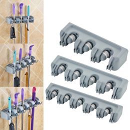 Racks Kitchen Organiser Mop Holder Storage Rack 3/4/5 Position Wall Mounted Shelf for Mount Screw Broom Mops Hanger ABS Home Organiser