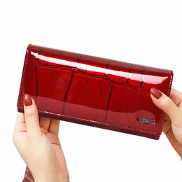 free Gift Genuine Leather Women Wallet Magnetic Hasp Female Lg Purse Ladies Coin Purses Fi Wallets Women's Mey Walet T3Cw#