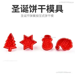 Baking Moulds Cartoon Cookie Mould Plastic Christmas 4-piece Set Of Tools For Year Decorations