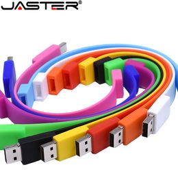 JASTER Silicone Bracelet Wrist Band pendrive 4GB 16GB 32GB 64GB USB 2.0 USB Flash Drive Pen Drive Stick U Disk Pendriver gift