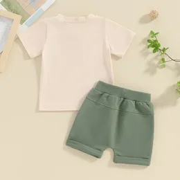 Clothing Sets Toddler Baby Boy Shorts Set Letter Tractor Print Short Sleeve T-Shirt With Solid 2Pcs Outfit Clothes