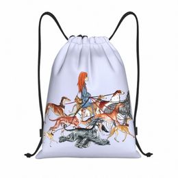 walking The Sighthounds Drawstring Backpack Sports Gym Bag for Men Women Whippet Greyhound Dog Shop Sackpack X3H9#