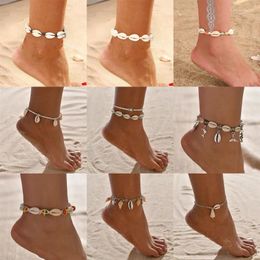 Anklets VAGZEB Bohemia Shell For Women Summer Beach Barefoot Bracelet Ankle On Leg Chian Foot Jewelry Gifts