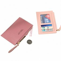 men and women ID card holder PU zipper small coin purse credit card holder solid color busin card case busin holder E0fW#