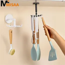 Kitchen Storage Hook 360 Degrees Rotated Rotatable Rack Multi-Purpose Self-Adhesive Hooks Hanging Organisation Gadgets