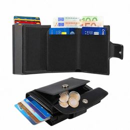 rfid Credit Card Holder Wallets Men Black Magic Trifold Leather Slim Mini Wallet Small Mey Bag Male Purses Carteira Masculina B2hb#