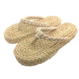 Hand-Woven Straw Sandals Breathable Function Natural Environmental Protection MenS And WomenS Indoor Flip-Flops 240318