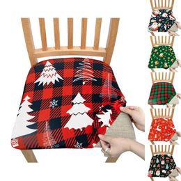 Chair Covers Printed Xmas Seat Soft Comfortable Anti Wrinkle Removable Upholstered Protector For Dining Room Chairs