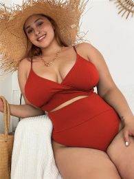 Cikini Sexy Solid Colour Swimsuit New Strap High Waist Plus Size Bikini Two-Piece Summer Beach Swimwear Bathing Suit For Female