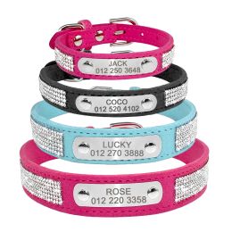 Personalised Dog Collar Bling Customised Anti-lost Pet ID Collar Adjustable Pet Necklace With Engraved Tag For Small Medium Dogs