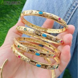 Bangle 5 Pieces Fashion Design Turquoise Jewellery Pave Zirconia Lovely Gold Colour 40014