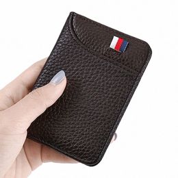 ultra-thin Leather Card Bag Men Busin Card Holder Mini Wallet Small Pocket Purse Bank Credit Card Storage Holder Case 57i5#
