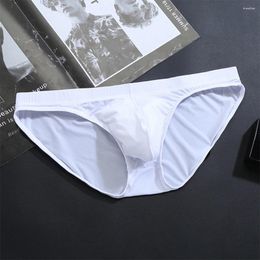 Underpants Underwear Men Ice Silk Briefs Men's Sexy Seamless Breathable Low-Waist Panties Thin U-Convex Solid Gay