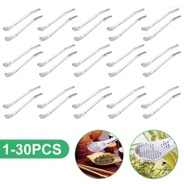 Tea Scoops 1-30Pcs 304 Stainless Steel Drinking Straws Spoon Yerba Mate Filter Reusable Bombilla Gourd Tools Bar Accessories