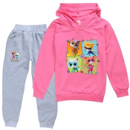 2024 Newest Game Superkitties Hoodie Kids Long Sleve Sweatshirts Loose Pants 2pcs Sets Boys Casual Clothes Baby Girls Sportsuit