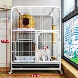 Cat Carriers Modern Iron Mesh Villa Balcony Cage For Cats Products Household Creative Upscale Portability Pulley Luxury House