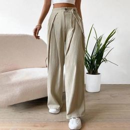 Women's Pants Classic Black White Straight Womens Korean Fashion High Waist Wide Leg Trousers Ladies 2024 Office Suit Casual