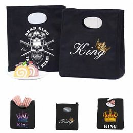 cooler Bags Portable Thermal Lunch Bags for Women Cvenient Lunch Box Tote King Print Dinner Food Bento Pouch Food Storage Bags f0eJ#