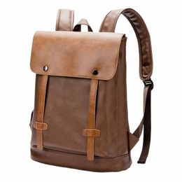 fi Retro Men's Backpack Large-capacity School Bag Luxury Design Laptop Backpack Men High Quality PU Leather Travel Backpack S8sT#