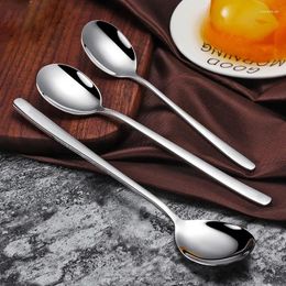 Spoons Asian Korea Soup Spoon Silver Long Handle Stainless Steel Stirring Durable Drink Kitchen Accessories