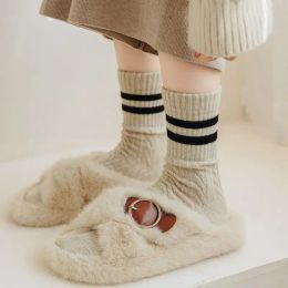 Women's Warm Socks Korean Style Winter New Thick Solid Colour Trendy Wool Socks For Woman Floor Thick Loose Socks Sleep Simple