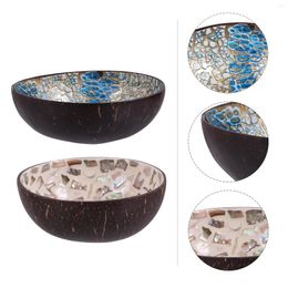 Bowls 2 Pcs Coconut Shell Bowl Home Storage Candy Decor Porch Key Natural Container Smoothie