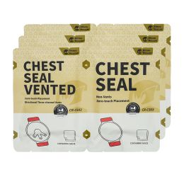 Survival RHINO RESCUE Vent Chest Seal Twin Pack, Military Trauma Dressing, First Aid Kit Sterile, Wound Care Ifak Refill Kit, 6 Count