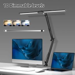 Double Head LED Desk Lamps Dimmable LED Monitor light Clip Reading Table Lamp Table Lamp for Office Study Working Folding Lights