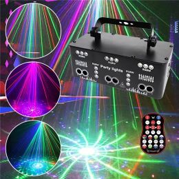 15/21EYE RGB Laser Beam Line Scanner Projector DJ Disco Stage Lighting Effect DMX512 Remote Strobe Light Dance Party Wedding