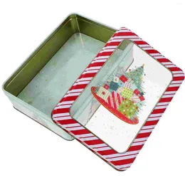 Storage Bottles Square Transparent Windowed Christmas Themed Tinplate Box Gift Baking Cookie Candy Packaging Boxes