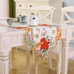 Embroidery Maple leaf Table Runner Flag Cloth Cover decoration mariage wedding decoration Tablecloth for table Decor Kitchen 240328