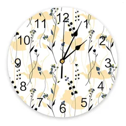 Wall Clocks Spring Branches Flowers Texture Clock For Modern Home Decoration Teen Room Living Needle Hanging Watch Table