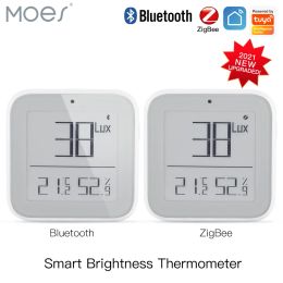 Control MOES Smart ZigBee Bluetooth Mesh Brightness Thermometer Light Temperature Humidity Sensor Tuya Smart App Control