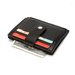 Wallets 2024 Business Men Bag Zipper & Hasp Multifunction Coin Purse High Quality PU Leather Wallet ID Holders