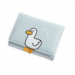 creative Carto Luck Duck Design Women's Wallet PU Leather Bank Card Holder Kawaii Short Fold Wallets C Clip Women's Purses 35z7#