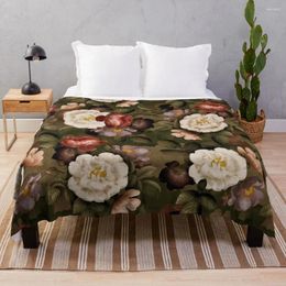 Blankets Green Antique Natural Autumn Night Roses Pattern Throw Blanket Luxury Vintage Thermals For Travel St Thins