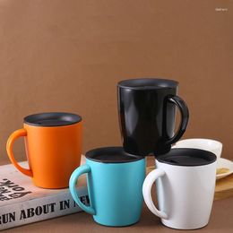 Mugs 400ml Double Wall 304 Stainless Steel Thermal Coffee Mug With Lid Portable Heat Insulation Anti-fall Children's Water Tea Cup