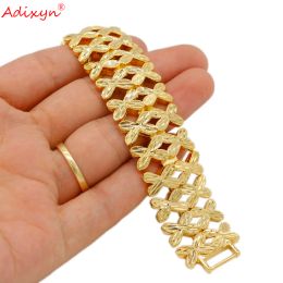 Bracelets Adixyn 21cm Bracelet Ethiopian Dubai Trendy Bangles for Women Men African Gold Colour Jewellery Middle East Wedding Gift N10147