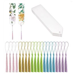 Keychains 40Pcs/Set Blank Clear Acrylic Bookmarks With Colourful Tassels Rectangle Round Bookmark DIY Crafts Hanging Tag Gift