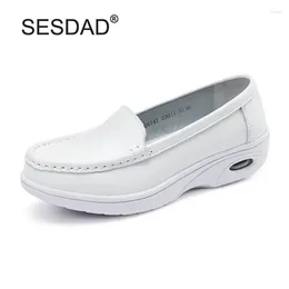 Casual Shoes Women Genuine Leather Slip-on Loafers Comfortable Ladies White Cow Flats For Size 34-40