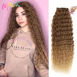 Weave Weave MAGIC Deep Curly Synthetic Hair Weave Deep Wave Hair Bundles 28"30"32"Inches Ombre Color Two Tone Curly Hair 120g