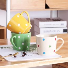 Mugs Cute 200ml Polka Dot Coffee Milk Cup Ceramic Creative Juice Water Mug Home Drinkwares Red Pink Kawaill Office