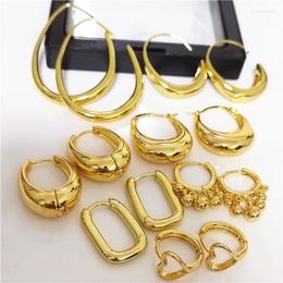 Hoop Earrings Fashion Gold Colour Smooth Water Drop Heart Earring For Women Girls Party Punk Jewellery Gift A003