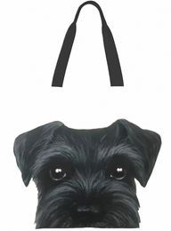 schnauzer Original Painting Dog Puppy Grocery Reusable Tote Bag Women Large Casual Handbag Shoulder Bags For Shop Groceries c86o#