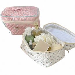 large Capacity Floral Cosmetic Bag Cott Casual Ladies Quilted Makeup Bags Case Storage Travel Handbag Clutch Bag Purse K3bk#