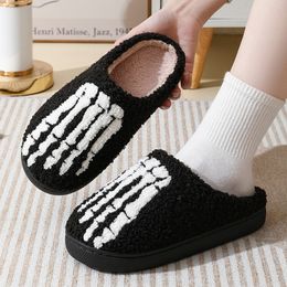 Black Red Slippers Halloween Pumpkin Slippers Men Flat Soft Plush Cosy Indoor Fuzzy Women House Shoes Christmas Gifts