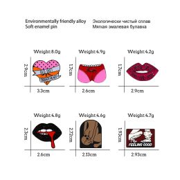 Punk Sexy Lips Enamel Pin High Quality Skull Brooches Women Men Jeans Coat Lapel Pin Badge Jewellery Accessories Gift for Friend