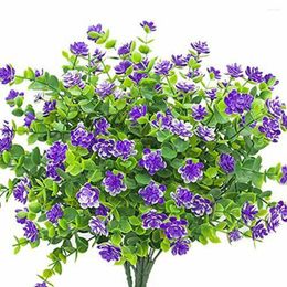 Decorative Flowers 4 Bundles Artificial Fake Outdoor Plants Faux Plastic Home Garden Wedding Birthday Party Favors Decorations