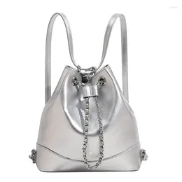 Backpack Design Drawstring Women Bag Fashion Versatile High Capacity Quality Chain